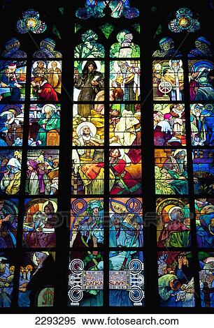 Stained galss window in St Vitus Cathedral designed by Alfons Mucha, Prague, Czech Republic, Europe View Large Photo Image Stock Photography - Stained galss window in St Vitus Cathedral designed by Alfons Mucha, Prague, Czech Republic, Europe. Fotosearch