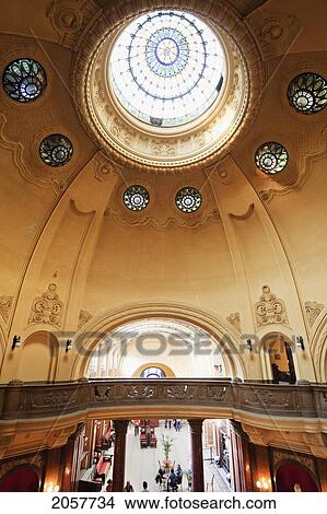 Picture - Stained Glass Cupola Of The Gellart Baths, Budapest, Hungary. Fotosearch