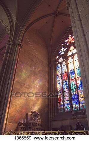 Stained Glass Window, St. Vitus Cathedral, Prague, Czech Republic View Large Photo Image Stock Photo - Stained Glass Window, St. Vitus Cathedral, Prague, Czech Republic. Fotosearch