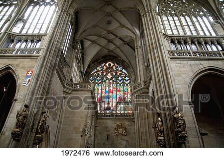 Stock Photograph - Stained Glass Window With A Scene Of The Last Judgment By Max Svabinsky In St. Vitus Cathedral, Prague, Czech Republic. Fotosearch