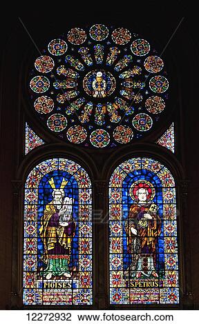 Stock Image - Stained glass windows in Catedral de la Inmaculada Concepci? n, the New Cathedral, Cuenca, Azuay, Ecuador. Fotosearch