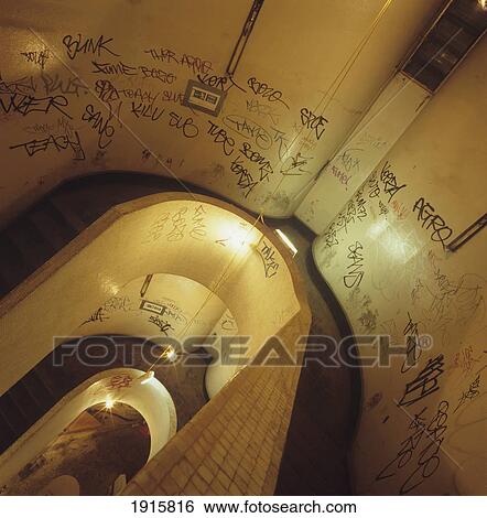 Staircase With Graffiti On Walls View Large Photo Image Stock Photograph - Staircase With Graffiti On Walls. Fotosearch