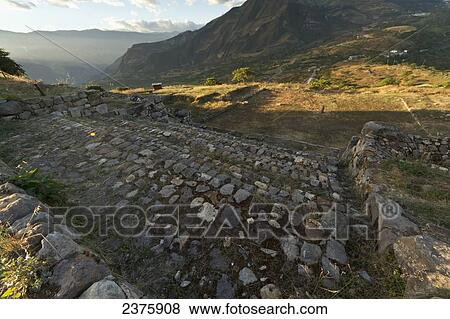 Stock Photo - Stairs leaving the main platform, Kuntur Wasi, Cajamara, Peru. Fotosearch