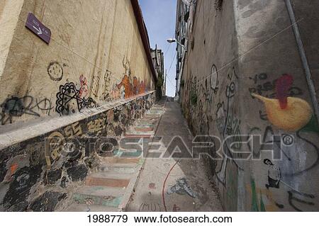 Stock Photo - Stairs On Cerro Alegre, Valparaiso, Valparaiso Region, Chile. Fotosearch