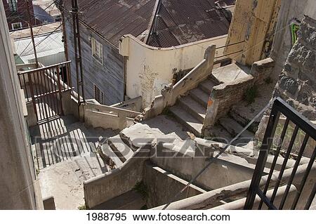 Stairs On Cerro Concepcion, Valparaiso, Valparaiso Region, Chile View Large Photo Image Stock Photography - Stairs On Cerro Concepcion, Valparaiso, Valparaiso Region, Chile. Fotosearch