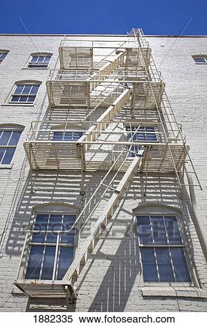 Stairs On The Side Of A Building; Portland, Oregon, United States Of America View Large Photo Image Stock Photography - Stairs On The Side Of A Building; Portland, Oregon, United States Of America. Fotosearch