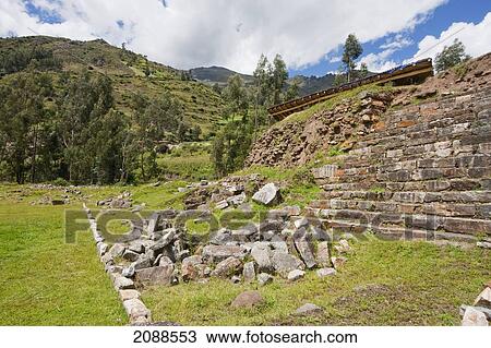 Stock Image - Stairs To The Southern Platform, Chavin De Huantar, Ancash, Peru. Fotosearch