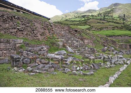 Stock Photography - Stairs To The Southern Platform, Chavin De Huantar, Ancash, Peru. Fotosearch