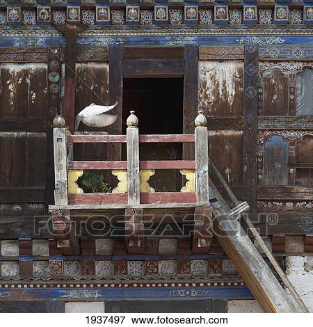 Stock Photo - Stairway Balcony In Wangdichholing Palace; Bumthang District Bhutan. Fotosearch
