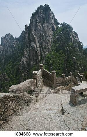 Stock Photo - Stairway On Huang Shan (Yellow Mountain); Tunxi, Anhui, China. Fotosearch