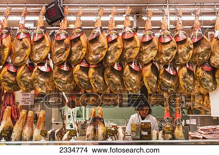 Stall In Mercado Central Selling Ham; Valencia, Spain View Large Photo Image Picture - Stall In Mercado Central Selling Ham; Valencia, Spain. Fotosearch