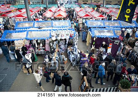 Stock Image - Stalls Inside Spitalfields Market In East London, London, Uk. Fotosearch