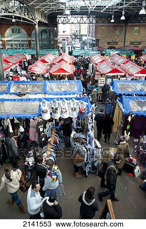 Stock Image - Stalls Inside Spitalfields Market In East London, London, Uk. Fotosearch