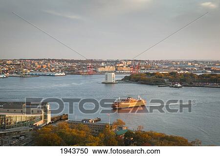 Stock Image - Staten Island Ferry In New York Harbor; New York City New York United States Of America. Fotosearch