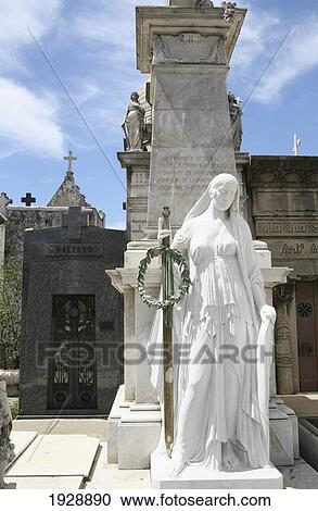 Stock Image - Statue And Tombs At Recoleta Cemetery. Fotosearch