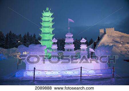 Stock Photo - Statue At The Icium Wonder World Of Ice Sculpture Park, An Annual Event Featuring Chinese Ice And Snow Sculptures, Levi, Lapland, Finland. Fotosearch