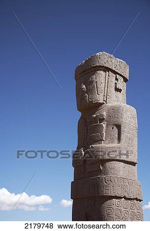 Stock Photo - Statue at the ruins of Tiahuanaco; Bolivia. Fotosearch