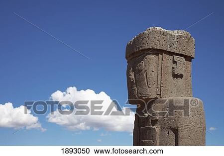Stock Image - Statue At Tiahuanaco Ruins. Fotosearch