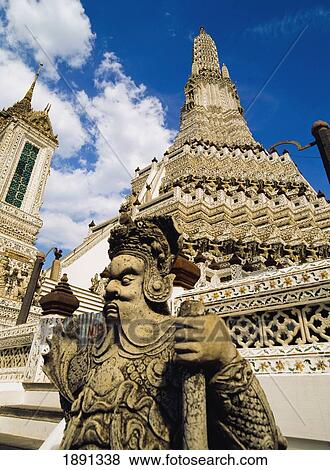 Statue At Wat Arun View Large Photo Image Stock Photo - Statue At Wat Arun. Fotosearch