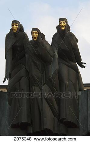 Stock Photo - Statue Atop The Lithuanian National Drama Theatre, Vilnius, Lithuania. Fotosearch
