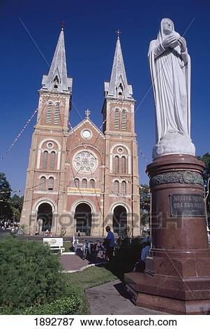 Stock Photo - Statue In Front Of Notre Dame Cathedral In Ho Chi Minh City. Fotosearch