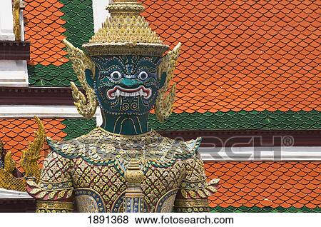 Statue In Front Of Wat Phra Kaew Temple View Large Photo Image Stock Photo - Statue In Front Of Wat Phra Kaew Temple. Fotosearch