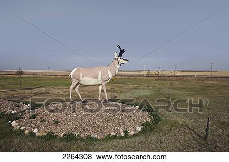 Stock Photo - Statue of antelope in small prairie town; cabri saskatchewan canada. Fotosearch