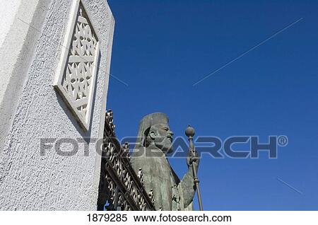 Stock Photography - Statue Of Archbishop Makarios And Fence. Fotosearch