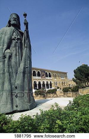 Stock Photography - Statue Of Archbishop Makarios Iii At Archbishop's Palace. Fotosearch