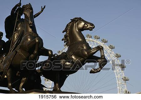 Stock Photograph - Statue Of Boadicea At Of London Eye. Fotosearch