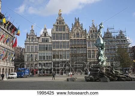Statue Of Brabo Flinging The Giant's Hand; Antwerp Flanders Belgium View Large Photo Image Stock Photography - Statue Of Brabo Flinging The Giant's Hand; Antwerp Flanders Belgium. Fotosearch