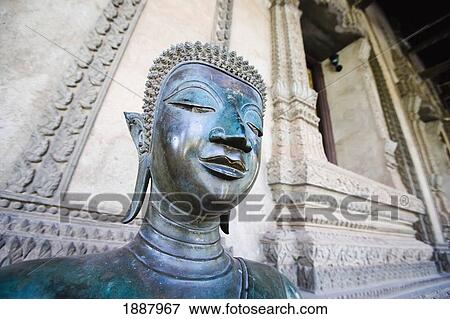 Stock Photo - Statue Of Buddha Inside Ho Phro Keo Temple. Fotosearch