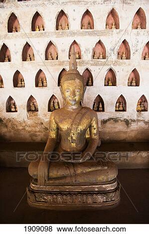 Statue Of Buddha Inside Wat Sisaket, Vientiane, Laos View Large Photo Image Stock Photo - Statue Of Buddha Inside Wat Sisaket, Vientiane, Laos. Fotosearch