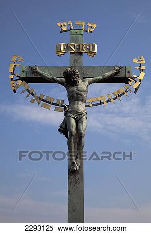 Statue of Christ, Charles Bridge, Prague, Czech Republic, Europe View Large Photo Image Stock Photography - Statue of Christ, Charles Bridge, Prague, Czech Republic, Europe. Fotosearch
