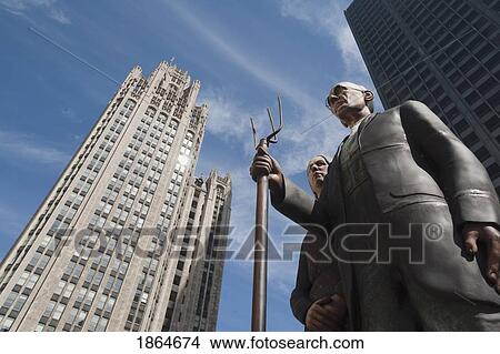 Picture - Statue Of Grant Wood; Chicago, Illinois, Usa. Fotosearch