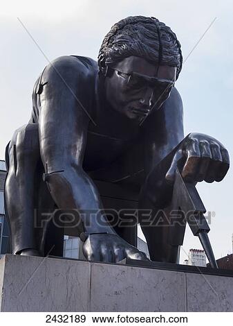 Stock Photo - Statue of Isaac Newton, British Library; London, England. Fotosearch