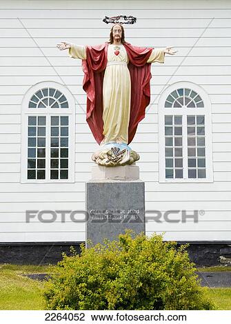 Statue Of Jesus Christ Outside Of Catholic Church; Quebec, Canada View Large Photo Image Stock Image - Statue Of Jesus Christ Outside Of Catholic Church; Quebec, Canada. Fotosearch