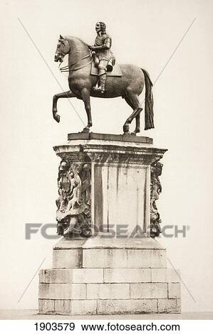 Stock Photo - Statue Of King Charles I By Hubert Le Sueur In Trafalgar Square, London, England. From Memoirs Of The Martyr King By Allan Fea Published 1905.. Fotosearch