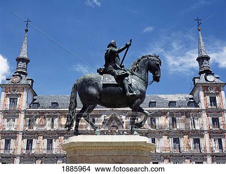 Picture - Statue Of King Felipe Iii On Horse In The Plaza Mayor. Fotosearch