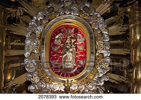 Stock Image - Statue Of Our Lady Of The Angels Inside The Basilica, Kalwaria Zebrzydowska Sanctuary, Malopolska, Poland. Fotosearch