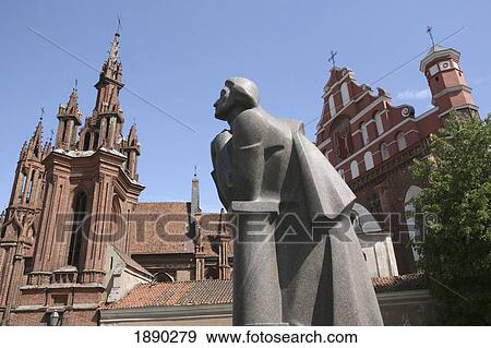 Statue Of Poet Adam Mickiewicz Near St Anne's Church In Old Town View Large Photo Image Stock Photo - Statue Of Poet Adam Mickiewicz Near St Anne's Church In Old Town. Fotosearch