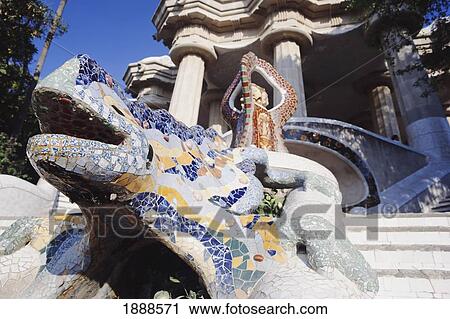 Statue Of Salamander In Parc Guell View Large Photo Image Stock Image - Statue Of Salamander In Parc Guell. Fotosearch