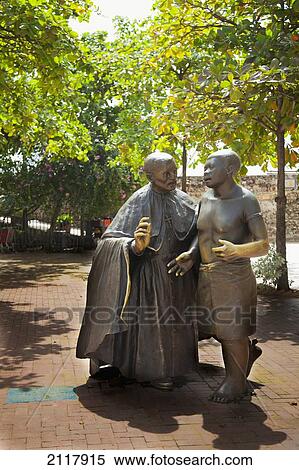 Stock Photography - Statue Of San Pedro Claver; Cartagena Colombia. Fotosearch