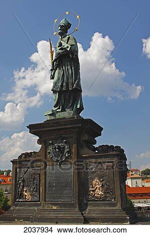 Statue Of St John Nepomuk On Charles Bridge Or Karluv Most; Prague Czech Republic View Large Photo Image Picture - Statue Of St John Nepomuk On Charles Bridge Or Karluv Most; Prague Czech Republic. Fotosearch