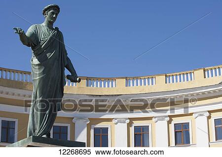 Stock Photography - Statue of the Duke of Richelieu at the top of the Potemkin Steps; Odessa, Ukraine. Fotosearch