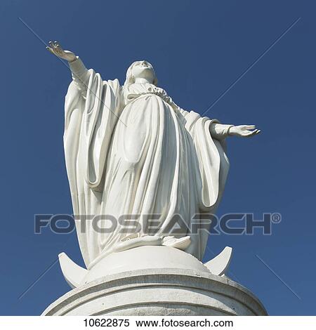 Stock Photography - Statue of the Virgin Mary, San Cristobal Hill; Santiago, Santiago Metropolitan Region, Chile. Fotosearch