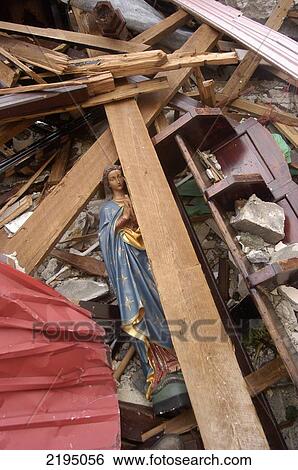 Statue Of The Virgin Mary Under Roof Beams In The Ruins Of The Catholic Cathedral After Being Hit By Hurricane Ivan, St Georges, Grenada. View Large Photo Image Stock Photograph - Statue Of The Virgin Mary Under Roof Beams In The Ruins Of The Catholic Cathedral After Being Hit By Hurricane Ivan, St Georges, Grenada.. Fotosearch