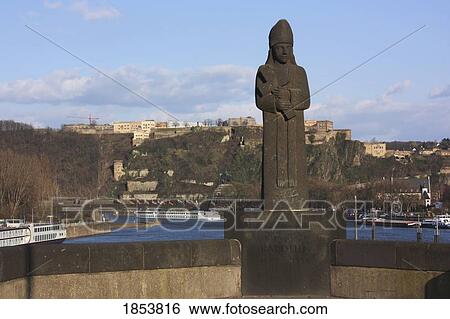 Statue On Balduin Bridge, Koblenz, Rheinland-Pfalz, Germany View Large Photo Image Stock Photograph - Statue On Balduin Bridge, Koblenz, Rheinland-Pfalz, Germany. Fotosearch
