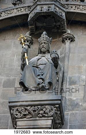 Stock Image - Statue On The Powder Tower, Prague, Czech Republic. Fotosearch