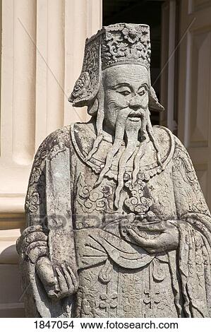 Picture - Statue Outside Temple Of The Emerald Buddha Museum At Royal Grand Palace; Bangkok, Thailand. Fotosearch